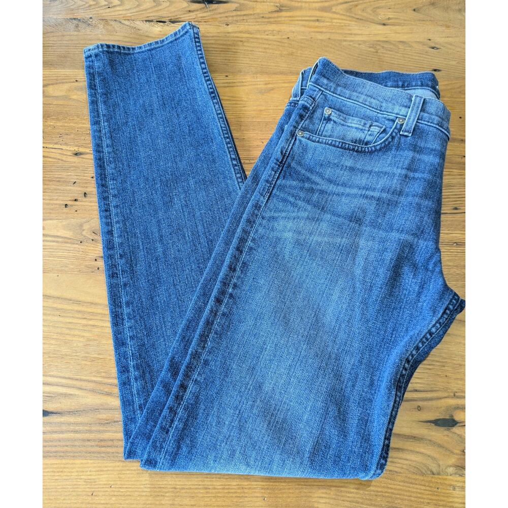 7 For All Mankind Jeans Women's 32 Slimmy Mid Rise Med Wash, 32 inseam, 10 rise